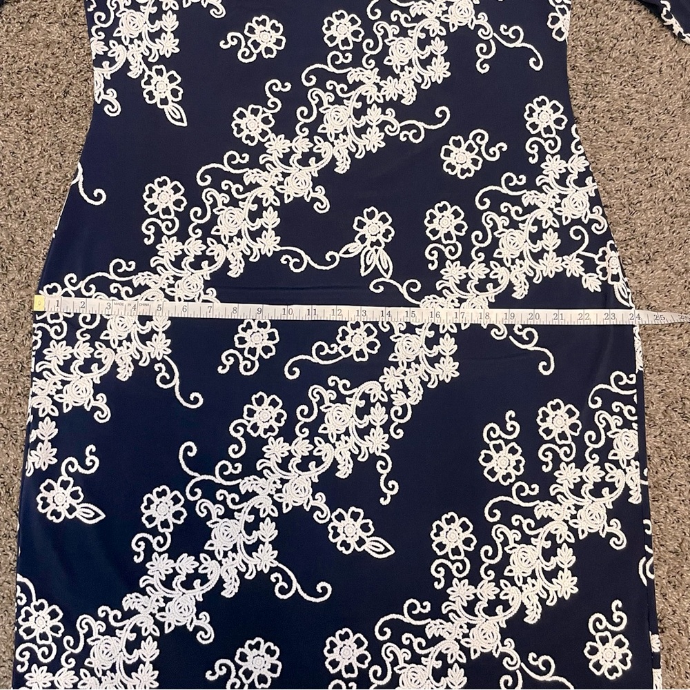 JM Studio by John Meyer Women’s Navy Blue & White 3/4 Sleeve Sheath Dress Sz 1X - Picture 9 of 9